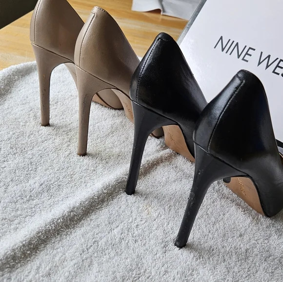 Nine West Two-Tone Pointed Toe Pumps in Black and Taupe size 6.5 - Picture 6 of 14